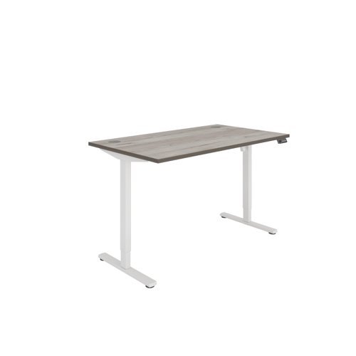 Astin Economy Single Motor Sit/Stand Desk 1400x800x705-1220mm Alaskan Grey Oak/White KF800017 | VOW