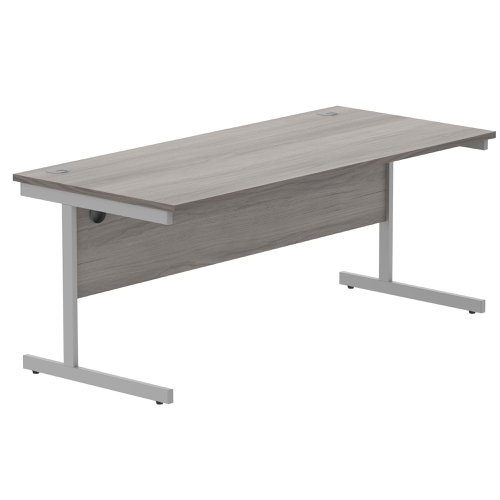 Astin Rectangular Single Upright Cantilever Desk 1800x800x730mm Grey Oak/Silver KF800040 | VOW