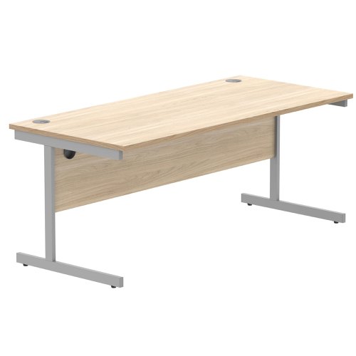 Astin Rectangular Single Upright Cantilever Desk 1800x800x730mm Oak/Silver KF800041 | VOW