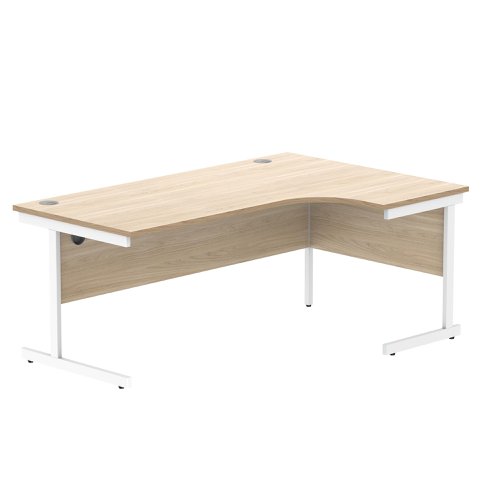 Astin Radial Right Hand Single Upright Desk 1800x1200x730mm Oak/White KF800058