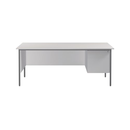 Serrion 's 4 Leg Desk range features a simple and contemporary finish that is ideal for use at home or in the office. The rectangular design allows for multiple desk configurations to set up your office in a way that works for you. This desk features an 18mm thick desktop with sturdy metal legs, a modesty panel and a two drawer pedestal included as standard.