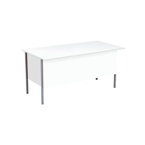 This 4 Leg desk from the Serrion range features a simple and contemporary finish that is ideal for use at home or in the office. The rectangular design allows for multiple desk configurations to set up your office in a way that works for you. This desk features an 18mm thick desktop with sturdy metal legs, a modesty panel and a three drawer pedestal included as standard.