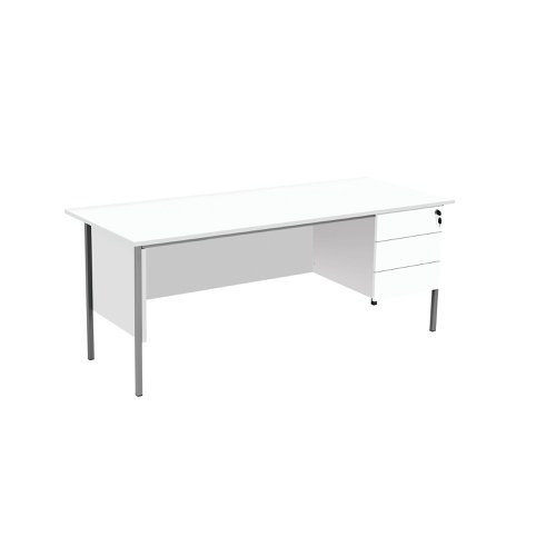 Serrion Rectangular 3 Drawer Pedestal 4 Leg Desk 1800x750x730mm White KF800087