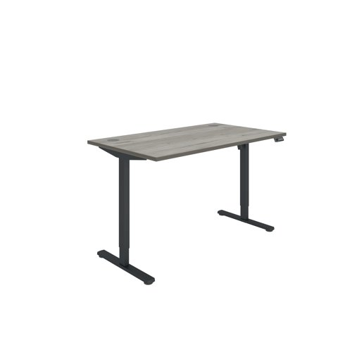 Polaris Single Motor Sit/Stand Desk 1400x800 Grey Oak/Black KF800090