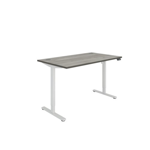 Polaris Single Motor Sit/Stand Desk 1400x800 Grey Oak/White KF800091