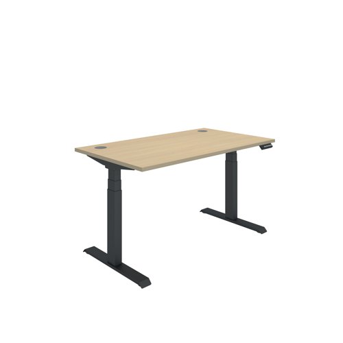 Polaris Dual Motor Sit/Stand Desk 1400x800 Oak/Black KF800116