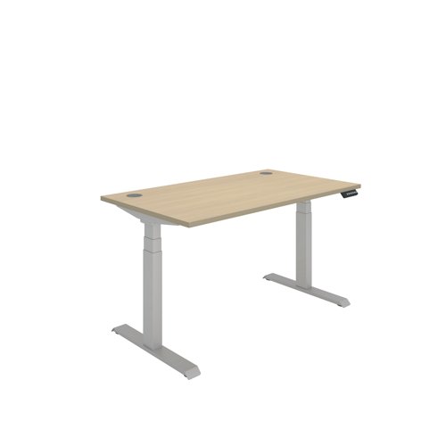 Polaris Dual Motor Sit/Stand Desk 1400x800 Oak/Silver KF800117