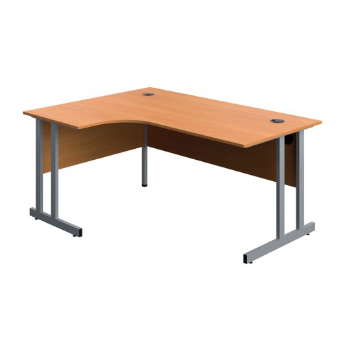 Serrion Twin Upright Left Hand Corner Desk 1600x1200x730mm Beech/Silver KF800231