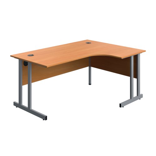 Serrion Twin Upright Right Hand Corner Desk 1600x1200x730mm Beech/Silver KF800232