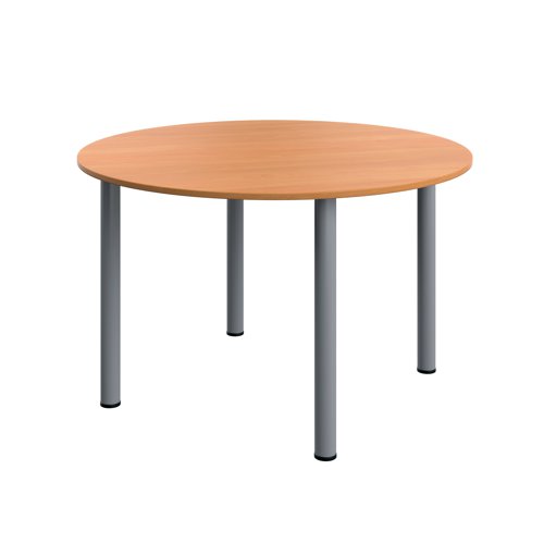 Serrion Pole Leg Round Meeting Table 1200x1200x730mm Beech/Silver KF800234