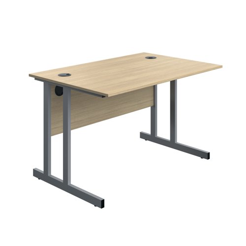 Serrion Twin Upright Desk 1200x800x730mm Oak/Silver KF800252