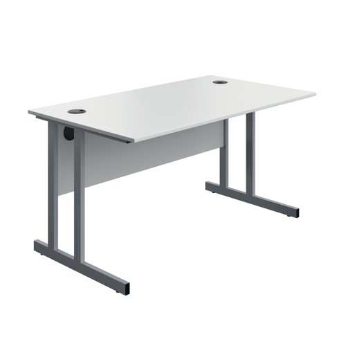 Serrion Twin Upright Desk 1400x800x730mm White/Silver KF800274