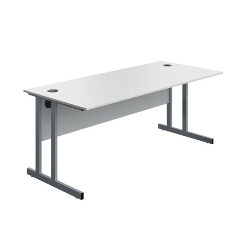 Serrion Twin Upright Desk 1800x800x730mm White/Silver KF800276