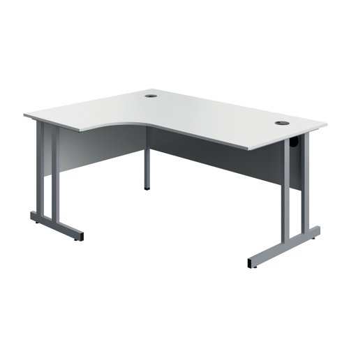 Serrion Twin Upright Left Hand Corner Desk 1600x1200x730mm White/Silver KF800277