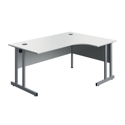 Serrion Twin Upright Right Hand Corner Desk 1600x1200x730mm White/Silver KF800278