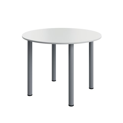 Serrion Pole Leg Round Meeting Table 1000x1000x730 White/Silver KF800279