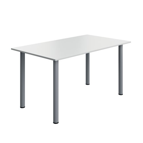 Serrion Pole Leg Rectangular Table 1400x800x730mm White/Silver KF800282