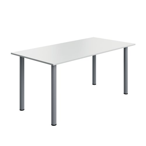 Serrion Pole Leg Rectangular Table 1600x800x730mm White/Silver KF800283