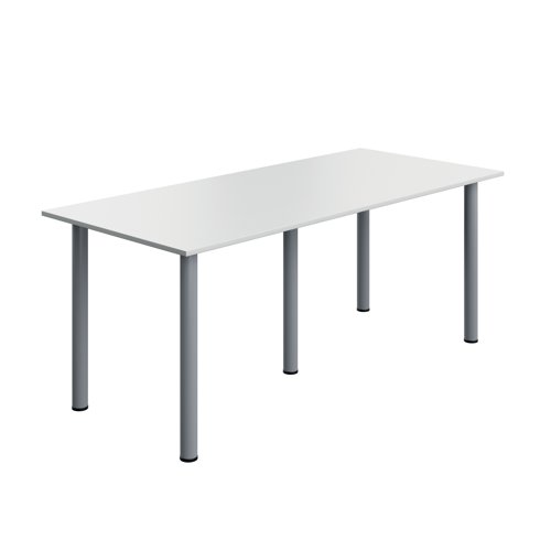 Serrion Pole Leg Rectangular Table 1800x800x730mm White/Silver KF800284