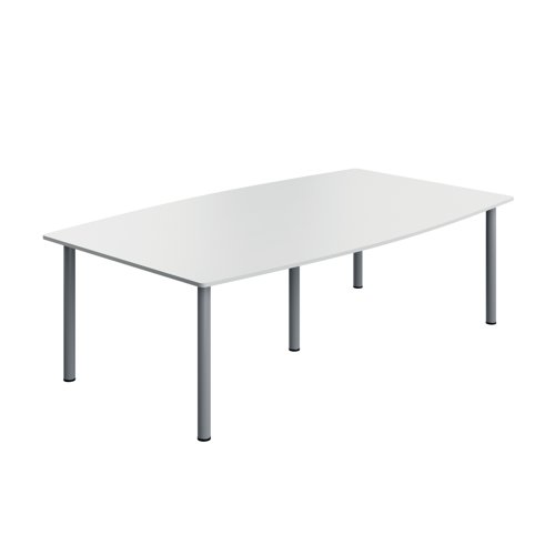 Serrion Pole Leg Barrel Shaped Table 2400x1200x730mm White/Silver KF800286