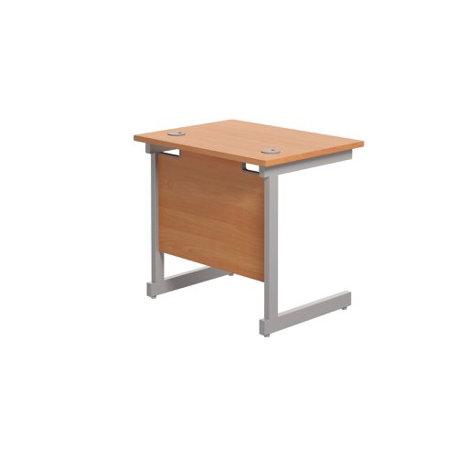 Jemini Single Rectangular Desk 800x600x730mm Beech/Silver KF800289