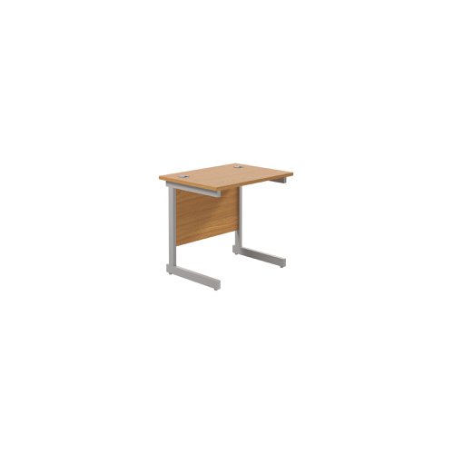 Jemini Single Rectangular Desk 800x600x730mm Nova Oak/Silver KF800300