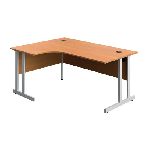 Serrion Twin Upright Left Hand Corner Desk 1600x1200x730mm Beech/White KF800302