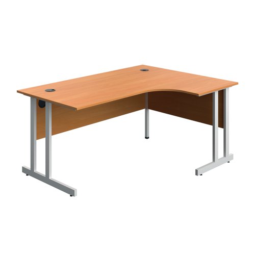 Serrion Twin Upright Right Hand Corner Desk 1600x1200x730mm Beech/White KF800303