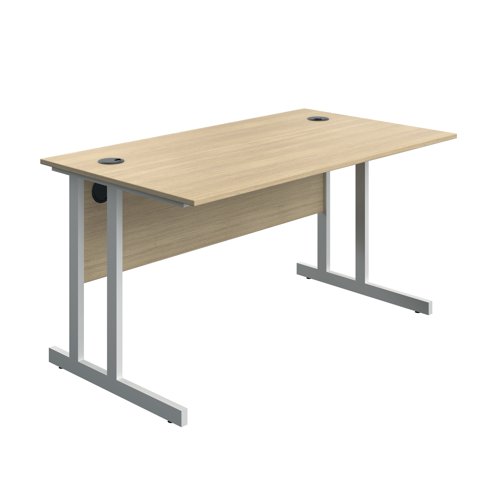 Serrion Twin Upright Desk 1400x800x730mm Oak/White KF800305