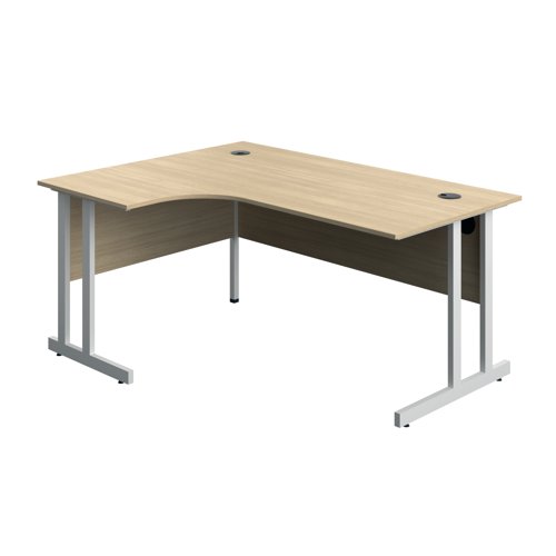 Serrion Twin Upright Left Hand Corner Desk 1600x1200x730mm Oak/White KF800308