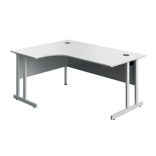 Serrion Twin Upright Left Hand Corner Desk 1600x1200x730mm White/White KF800314