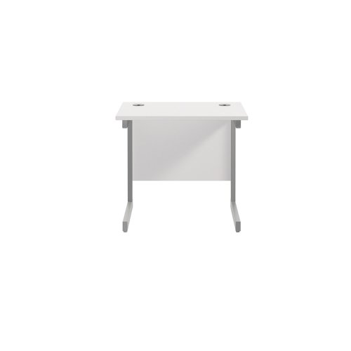 Jemini Single Rectangular Desk 800x600x730mm White/Silver KF800316