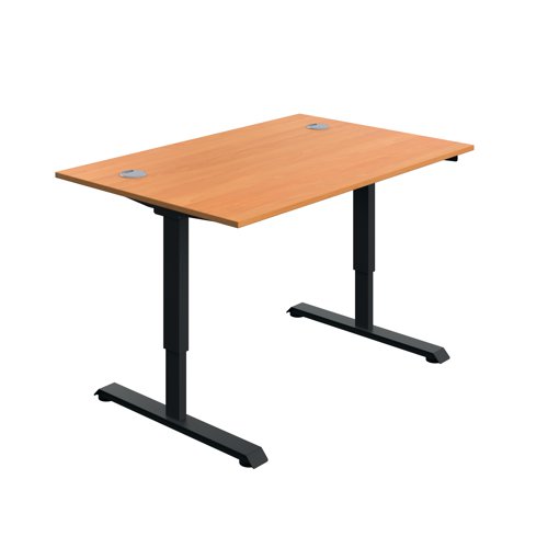 Serrion Single Motor Sit/Stand Desk 1200x800x730-1220mm Beech/Black KF800317