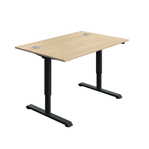 Serrion Single Motor Sit/Stand Desk 1200x800x730-1220mm Oak/Black KF800318