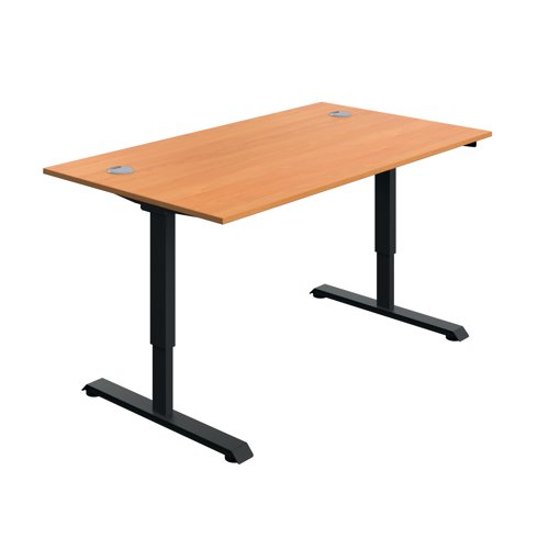 Serrion Single Motor Sit/Stand Desk 1400x800x730-1220mm Beech/Black KF800320