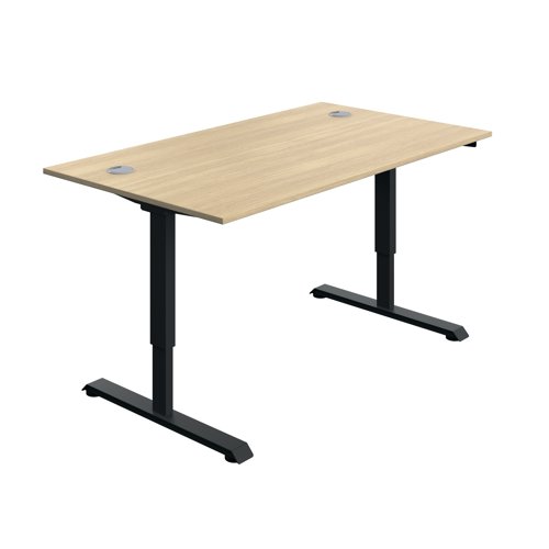 Serrion Single Motor Sit/Stand Desk 1400x800x730-1220mm Oak/Black KF800321