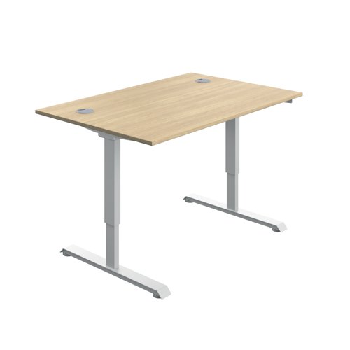 Serrion Single Motor Sit/Stand Desk 1200x800x730-1220mm Oak/White KF800325