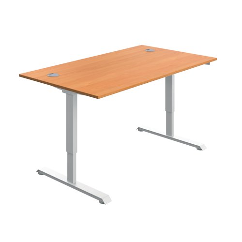 Serrion Single Motor Sit/Stand Desk 1400x800x730-1220mm Beech/White KF800327