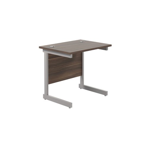 Jemini Single Rectangular Desk 800x600x730mm Dark Walnut/Silver KF800335