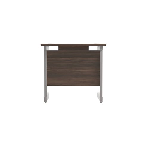 Jemini Single Rectangular Desk 800x600x730mm Dark Walnut/Silver KF800335