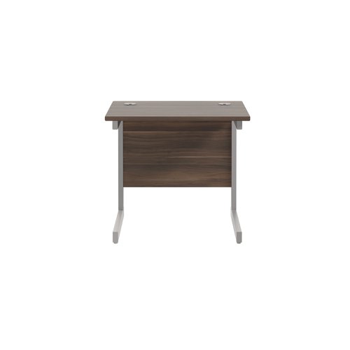 Jemini Single Rectangular Desk 800x600x730mm Dark Walnut/Silver KF800335