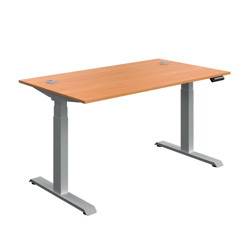 Serrion Dual Motor Sit/Stand Desk 1400x800x630-1290mm Beech/Silver KF800340