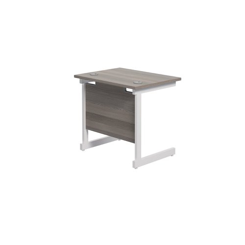 Jemini Single Rectangular Desk 800x600x730mm Grey Oak/White KF800357