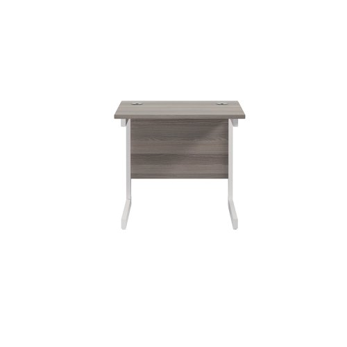 Jemini Single Rectangular Desk 800x600x730mm Grey Oak/White KF800357