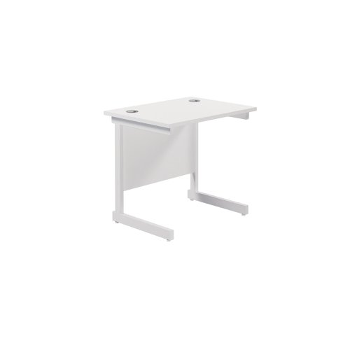 Jemini Single Rectangular Desk 800x600x730mm White/White KF800379