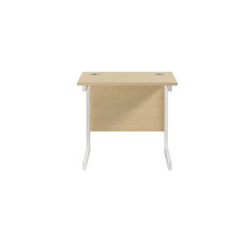 Jemini Single Rectangular Desk 800x600x730mm Maple/White KF800385