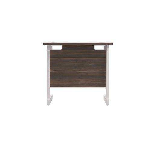 Jemini Single Rectangular Desk 800x600x730mm Dark Walnut/White KF800391