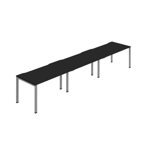 Jemini Three Person Bench Desk 1400x800mm Black/Silver (Set of 3) KF800403