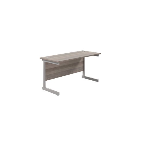 Jemini Single Rectangular Desk 1200x600x730mm Grey Oak/Silver KF800412