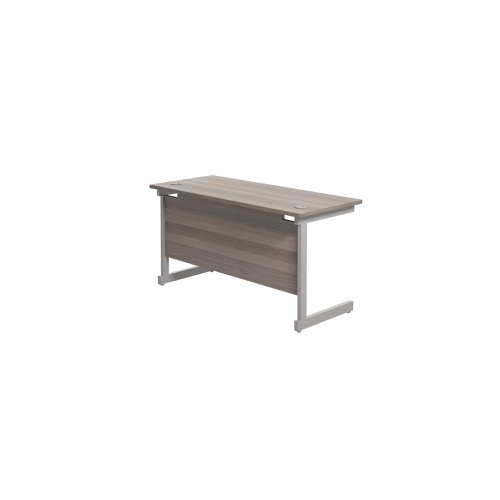 Jemini Single Rectangular Desk 1200x600x730mm Grey Oak/Silver KF800412